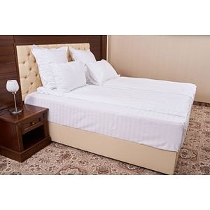 Lenjerie de pat, alb, microsatinat, 2 persoane, 230x250 cm, Damasc