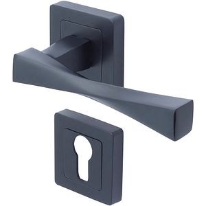 Maner cu rozeta YALE, aluminiu, 130 mm, 2 bucati, negru