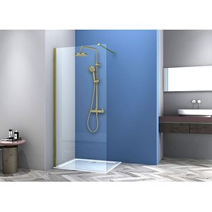 Paravan dus walk-in, aluminiu si sticla, cromat, auriu, 90 x 200 cm
