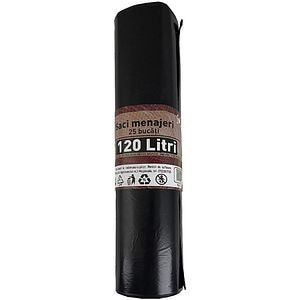Saci menajeri, 25 bucati, 120 l, negru