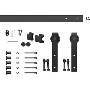 Sistem culisare usa interior, otel, 183 cm, negru
