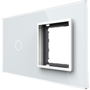 Panou sticla LIVOLO VL-P701/E-4W, intrerupator touch + rama, alb