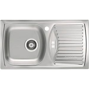 Chiuveta bucatarie ALVEUS Basic 150 Leinen, 1 cuva, picurator dreapta, inox, argintiu