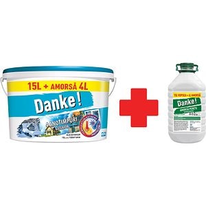 Pachet Vopsea lavabila pentru exterior DANKE 4 Anotimpuri, alb, 15L + Amorsa interior/exterior DANKE, 4L