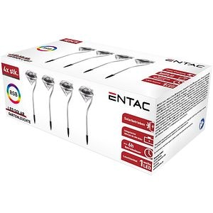 Set 4 lampi solare ENTAC EGSL-SS1LCR30RGB-I4, IP44, argintiu