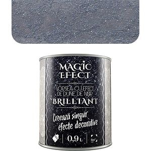 Vopsea cu efect de dune de nisip Magic Effect Brilliant C06, pensula inclusa, gri metalic, 0.9L