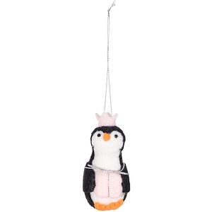 Decoratiune brad pinguin cu cadou,10x7 cm
