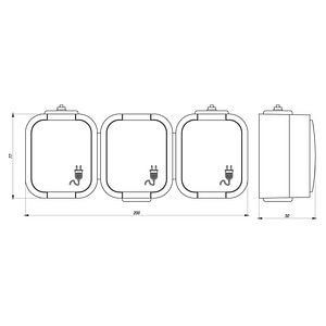 Priza Schuko tripla, 16A, 250V, IP54, cu capac, gri Abex