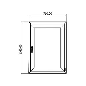 Fereastra termopan PVC, alb, 4 camere, 76 cm x 116 cm, Dreapta, Simpla deschidere