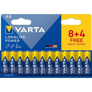 Baterii VARTA Long Life Power, AA, 1.5V, 12 bucati