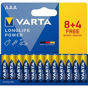 Baterii VARTA Long Life Power, AAA, 1.5V, 12 bucati