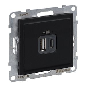 Incarc USB dublu, Tip A+C, negru