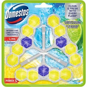 Odorizant toaleta DOMESTOS Power Lime, 3buc x 55g