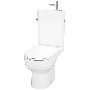 Set vas WC GOODHOME Cavally, cu lavoar integrat si baterie, rezervor 3-45L, capac SoftClose, alb
