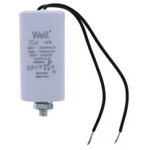Condensator pornire motor WELL, 400V, 10uF, cu fir