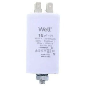 Condensator pornire motor WELL, 400V, 16uF, cu pin