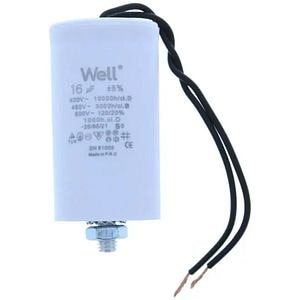 Condensator pornire motor WELL, 400V, 16uF, cu fir