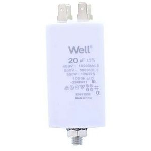Condensator pornire motor WELL, 400V, 20uF, cu pin