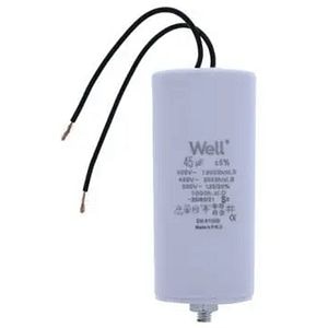 Condensator pornire motor WELL, 400V, 45uF, cu fir