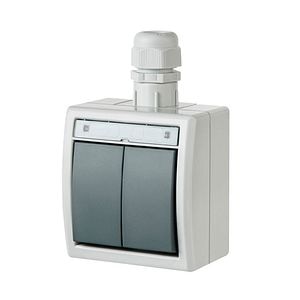 Aquant intrerupator dublu PT IP65 gri