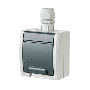 Aquant priza simpla cu capac PT IP65 gri