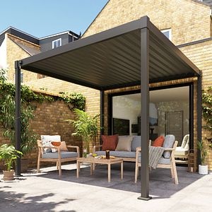 Pergola patrata, bioclimatic, otel, gri antracit, 3 x 3 m, 2.4 m inaltime  Klikstrom Tehuano