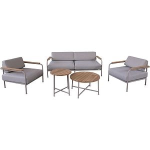 Set mobilier gradina, gri, aluminiu si textil, 5 persoane, 2 mese + 2 scaune + canapea  GoodHome Tahuata
