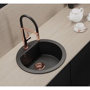 Chiuveta rotunda granit laveo, 51 cm, negru