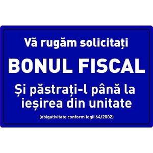 Indicator Solicitati bon fiscal, 30x20 cm