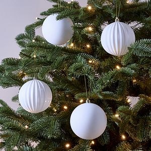 Set globuri brad, 4 bucati, alb