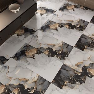 Gresie interior, negru/alb, portelanata, 120 x 60 cm, suprafata acoperire 1.44 mp  Joya Neo