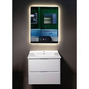 Set mobilier baie Andra, 3 piese, 60 cm, Iluminare LED, alb