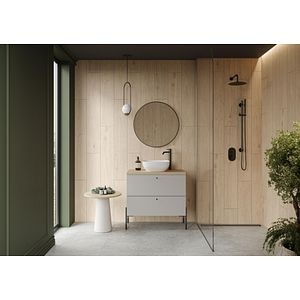 Gresie interior/exterior Cersanit Laren Wood, crem, 120 x 20 cm, suprafata 1,19 mp