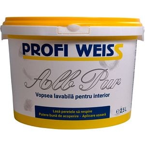 Vopsea lavabila interior Profi Weiss, pe baza de apa, alb, 2.5 l