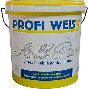 Vopsea lavabila interior Profi Weiss, pe baza de apa, alb, 8.5 l