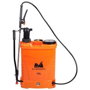 Pompa de stropit cu acumulator EvoTools ETS, 16 l, lance telescopica inox 52-95 cm, furtun 120 cm, 4 duze, plastic, portocaliu/negru