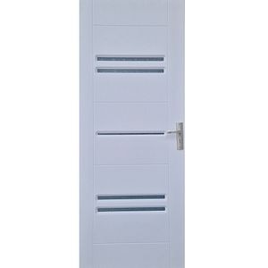 Usa interior cu geam, reversibila, MDF, alba, 60 cm x 204 cm • Pamate