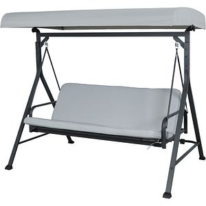 Balansoar pat gradina GOODHOME, 3 locuri, copertina, 200 x 130 x 183.5 cm, gri