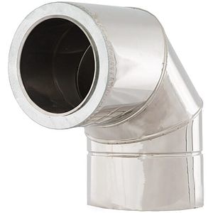 Cot 90 grade cos de fum dublu perete VULCANO, diametru 120-180 mm, inox