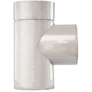 Teu 90 grade cos de fum dublu perete VULCANO, diametru 120-180 mm, inox