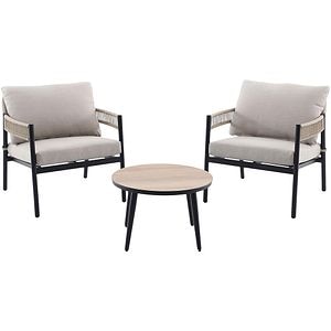 Set mobilier gradina/terasa 3 piese GOODHOME Siliana, perna poliester inclusa, otel, bej