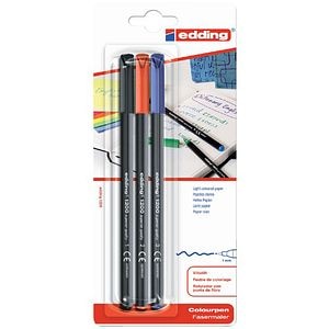 Set markere EDDING 1200, varf rotund, 1 mm, 3 bucati, multicolor