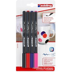 Set markere EDDING 4200, varf tip pensula, 1-4 mm, 4 bucati, multicolor