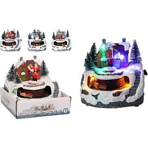 Decoratiune Scena Iarna cu Trenulet LED, 13 x 13 x 14 cm, multicolor, diverse modele