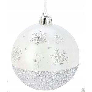 Glob cu sclipici pentru brad Craciun, 8 cm, polistiren, alb rece