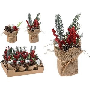 Aranjament Ghiveci Pin, 20 cm, iuta, multicolor, diverse modele