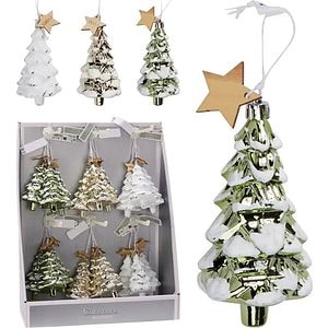 Decoratiune pentru brad Craciun, 12 x 6 cm, polistiren, verde/alb/auriu, diverse modele