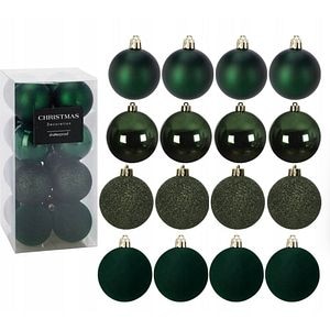 Set 16 globuri pentru brad Craciun, 5 cm, plastic, verde