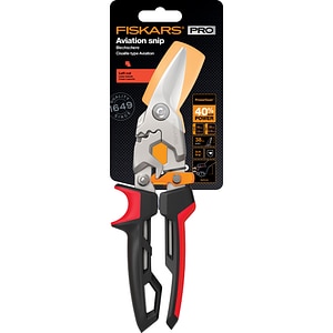 Foarfeca tabla FISKARS PowerGear, taietura pe stanga, otel, negru
