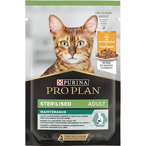 Hrana umeda pentru pisici PURINA PRO PLAN Sterilised Maintenance, Adult, Pui in sos, 26 x 85 g